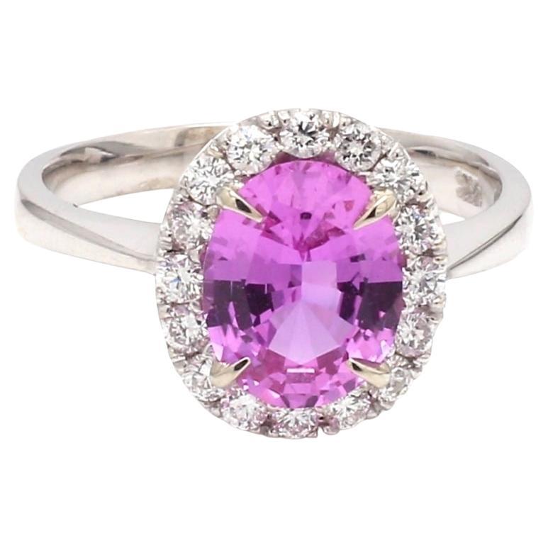 Oval Pink Sapphire Ring with Diamond Accents