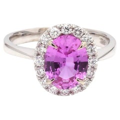 Oval Pink Sapphire Ring with Diamond Accents