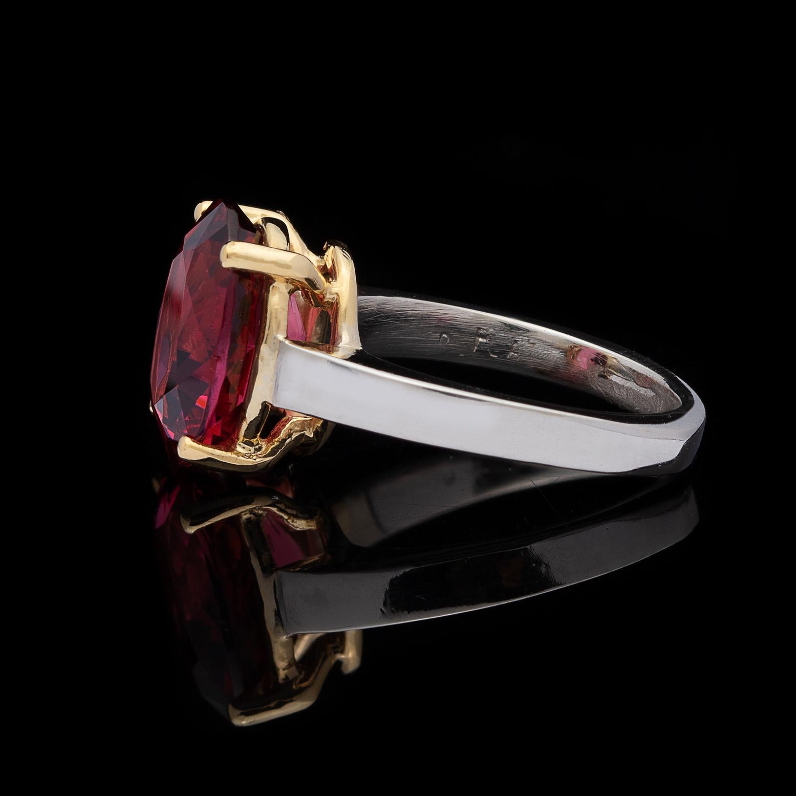 Oval Cut Oval Pink Tourmaline and Gold Ring