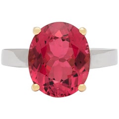 Oval Pink Tourmaline and Gold Ring