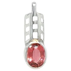 Ciondolo ovale con tormalina rosa in oro bianco