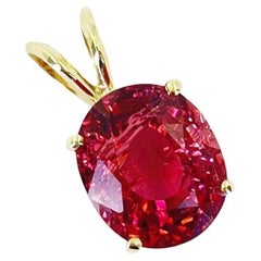 Oval Pink Tourmaline Slide Pendant in Yellow Gold
