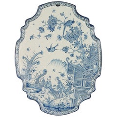 Antique Oval Plaque in Blue and White Dutch Delftware