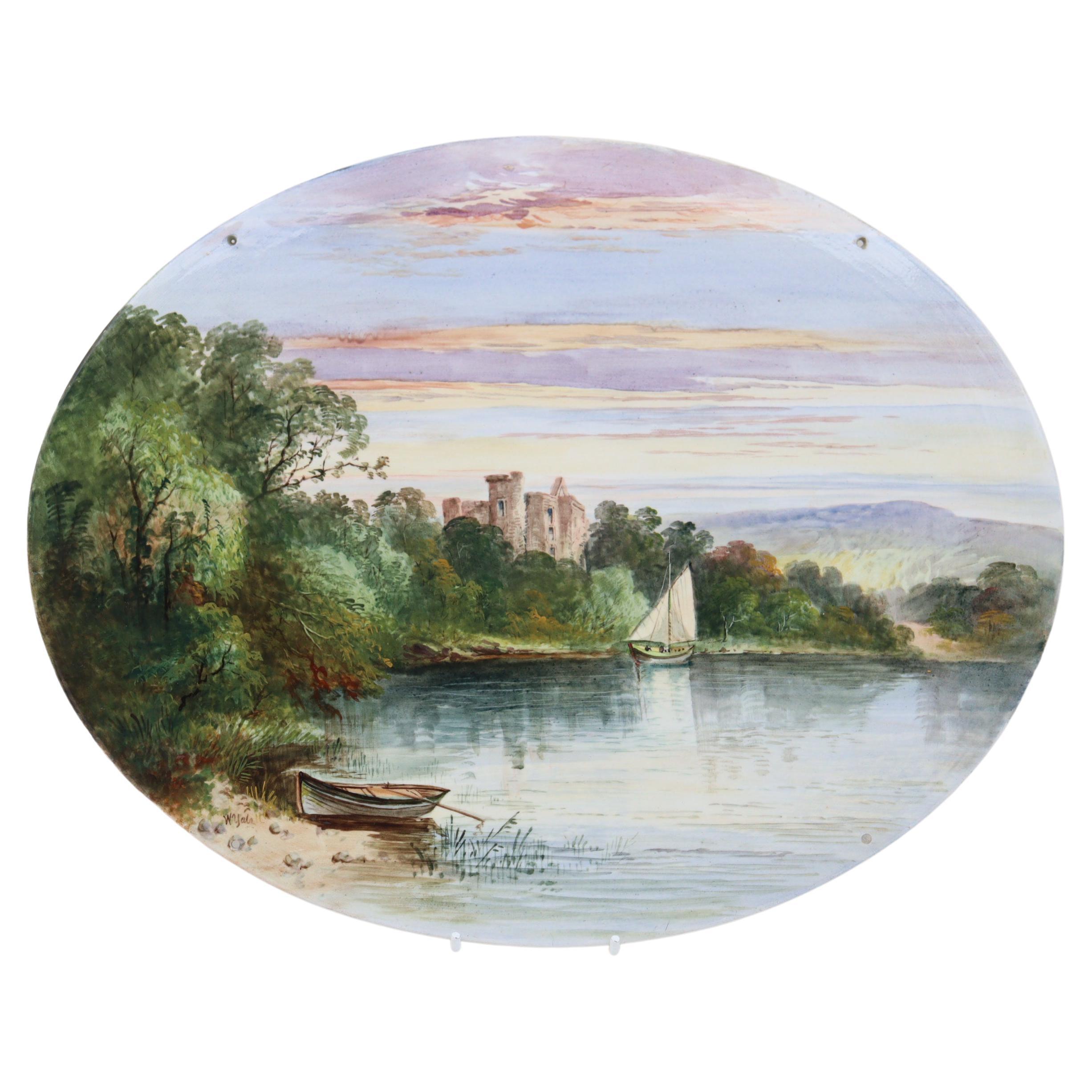 Oval plaque painted by William Yale For Sale