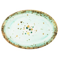 Contemporary Oval Plate Gold Hand Painted Porcelain Tableware