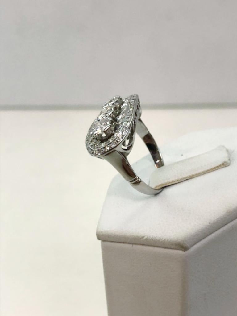 Baguette Cut Oval Platinum Diamond Ring For Sale