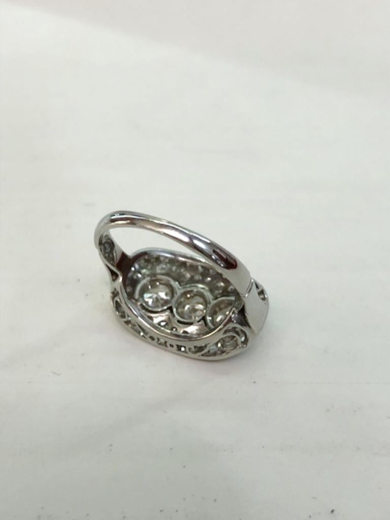 Women's or Men's Oval Platinum Diamond Ring For Sale