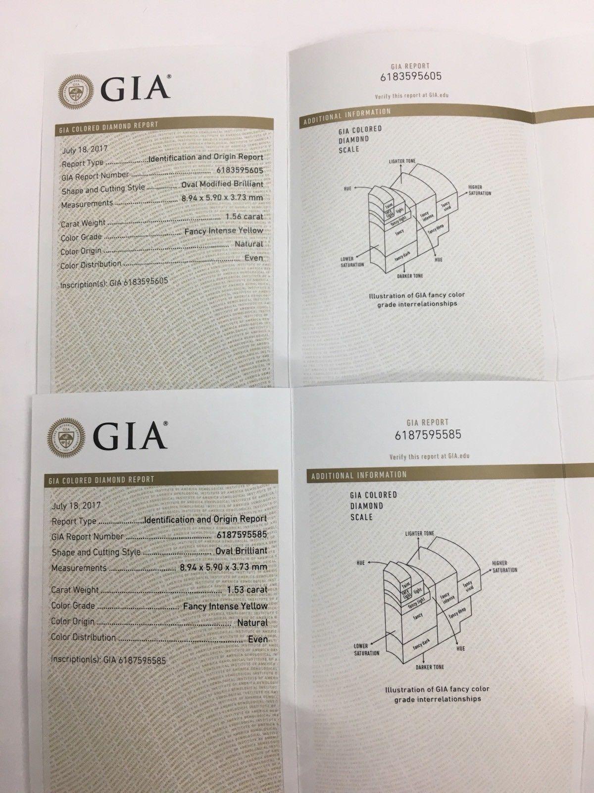 Moderne moderne 3,09 Karat Platin GIA zertifizierte natürliche intensiv gelbe Diamant-Ohrringe Damen im Angebot