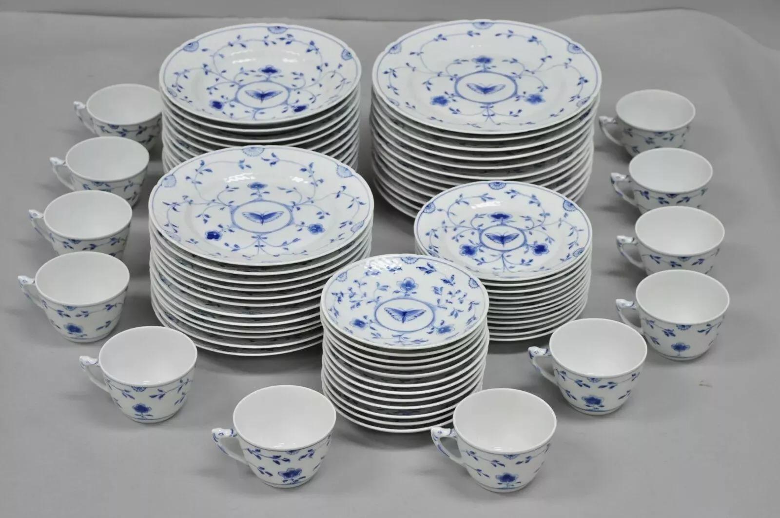 Plato ovalado 16 Bing y Grondahl B&G Kjøbenhavn Dinamarca Encaje de mariposa Azul Porcelana en venta