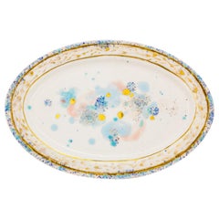Oval Platter Gold Hand Painted Plate Coralla Maiuri Modern New Tableware