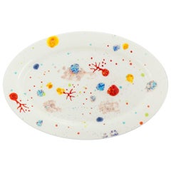 Plat ovale contemporain en porcelaine peinte à la main - Vaisselle