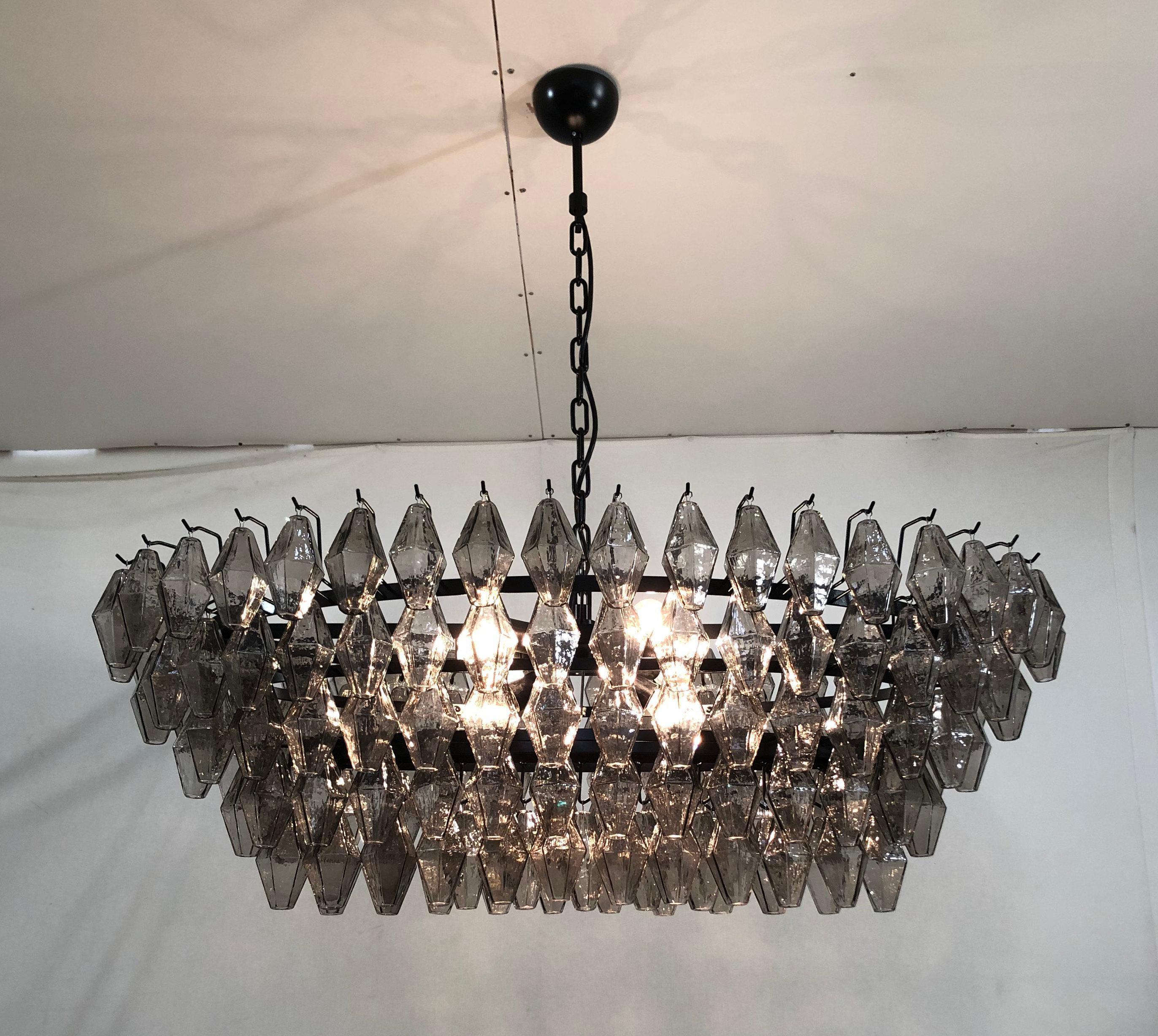 XXI secolo e contemporaneo Lampadario ovale di Murano Poliedri in vendita