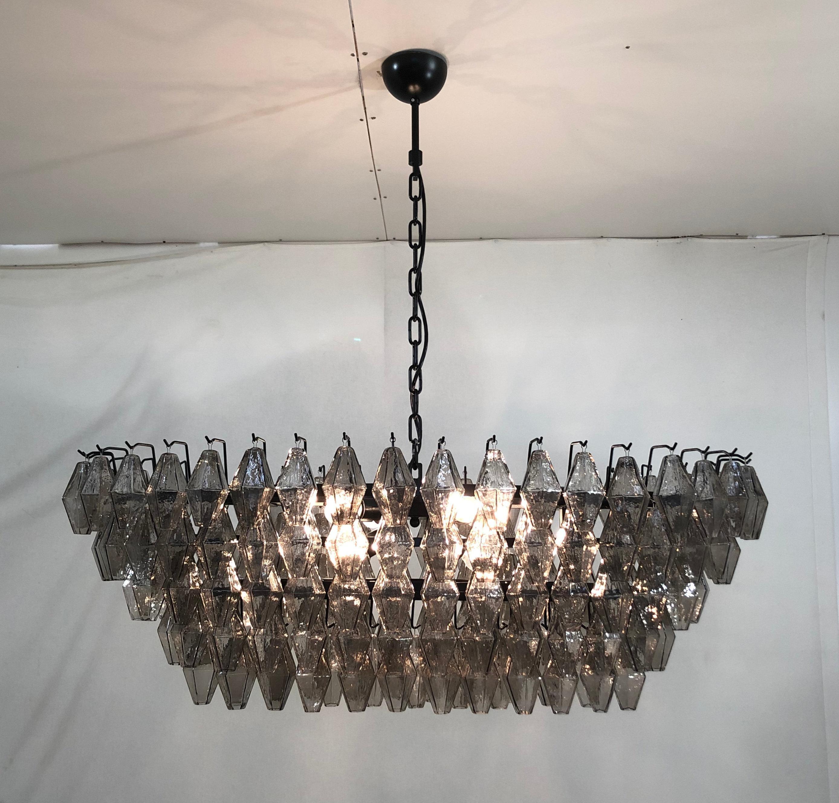 Vetro di Murano Lampadario ovale di Murano Poliedri in vendita
