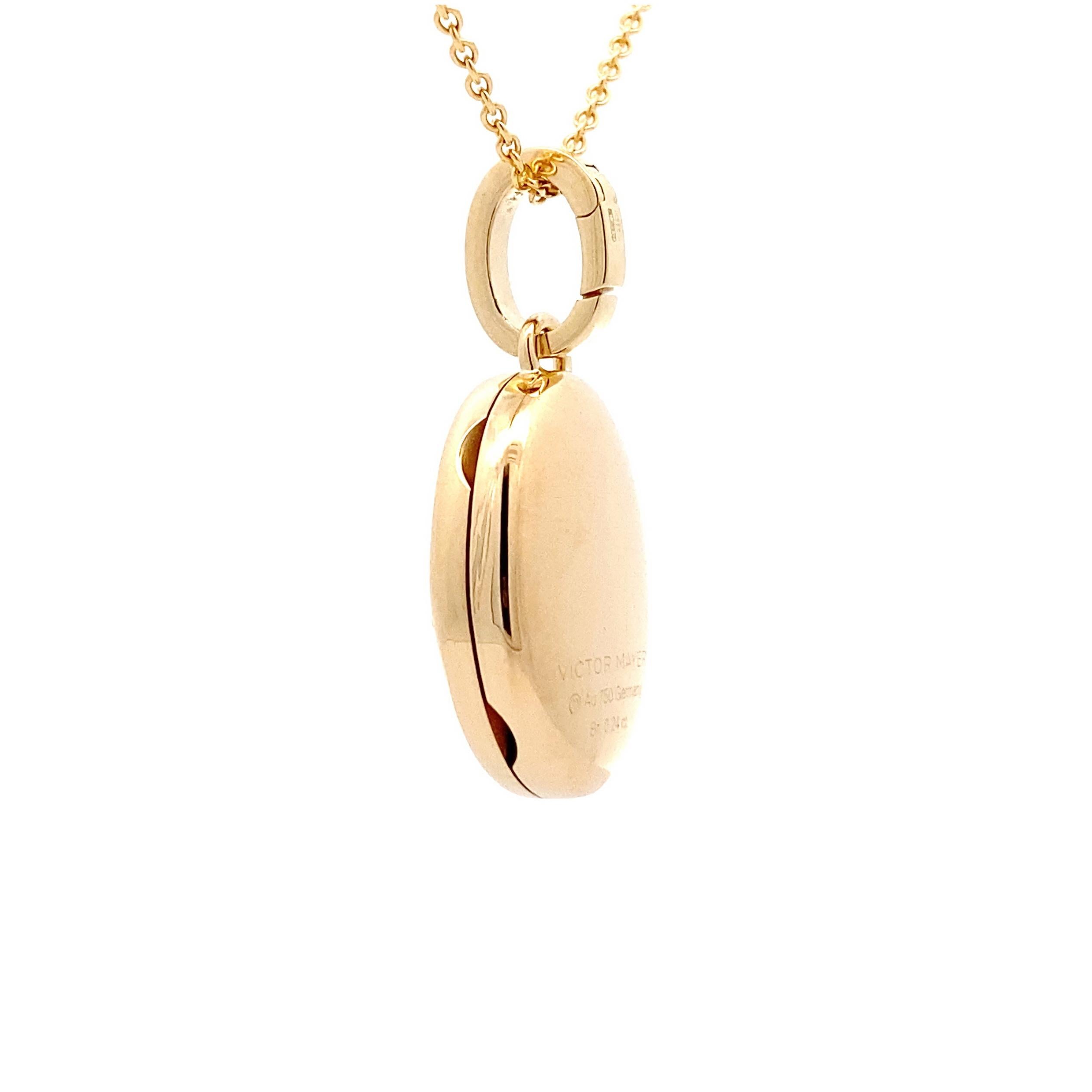 Pendentif médaillon ovale poli en or jaune 18 carats - 32 diamants 0,24 carat H VS Neuf - En vente à Pforzheim, DE