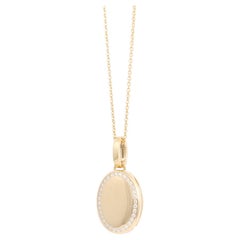 Ciondolo ovale lucido - Oro giallo 18k - 32 diamanti 0,24 ct H VS