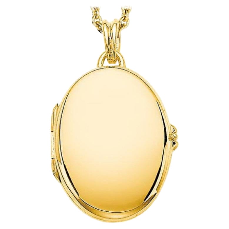 Pendentif médaillon ovale poli en or jaune 18 carats, deux photos