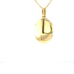 Oval Polished Locket Pendant Necklace - 18k Yellow Gold - 17 mm x 27 mm
