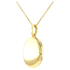 Oval Polished Locket Pendant Necklace - 18k Yellow Gold - 17 mm x 27 mm