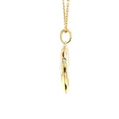 Oval Polished Locket Pendant Necklace - 18k Yellow Gold - 9 Diamonds 0.11ct G VS
