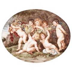 Oval Porcelain Plaque with a Painted Scene after Rubens