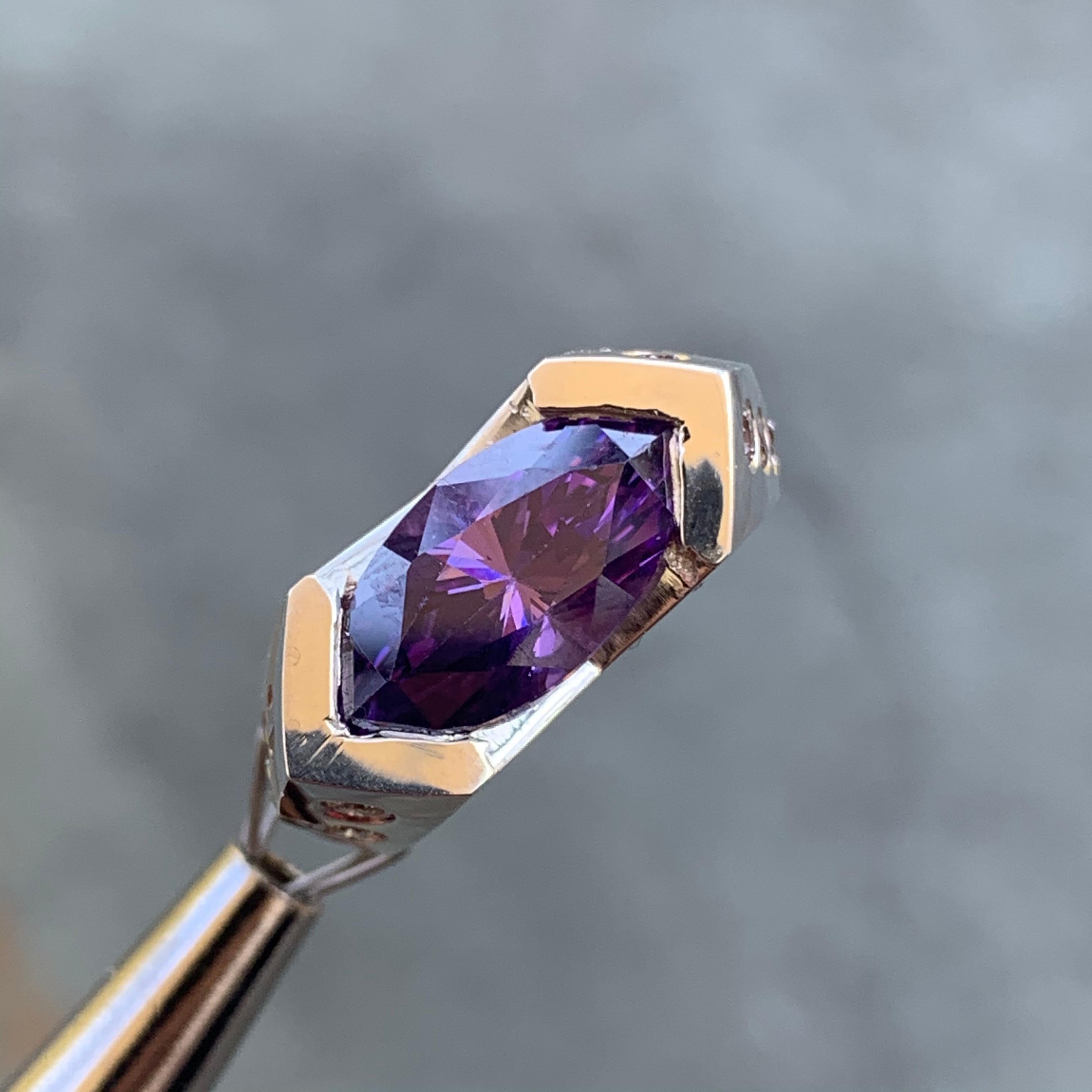 Retro Oval Purple Gemstone Ring February , September, December Birthstone Month For Sale
