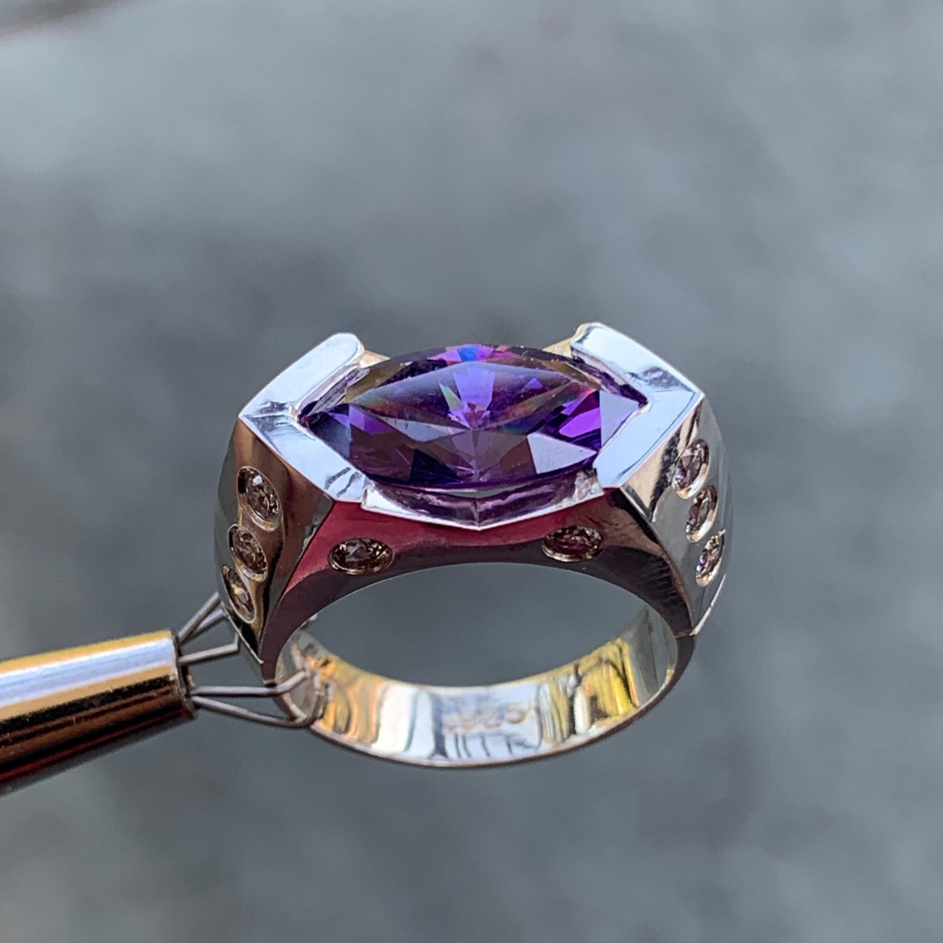 Oval Cut Oval Purple Gemstone Ring February , September, December Birthstone Month For Sale