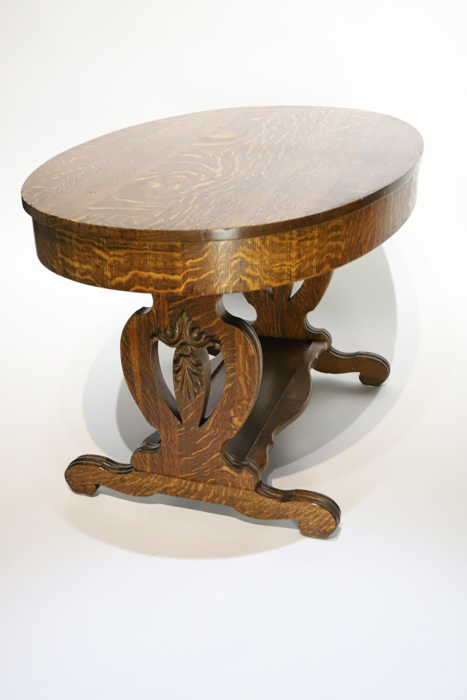 Oval Quarter Sawn Oak Library Table For Sale 7