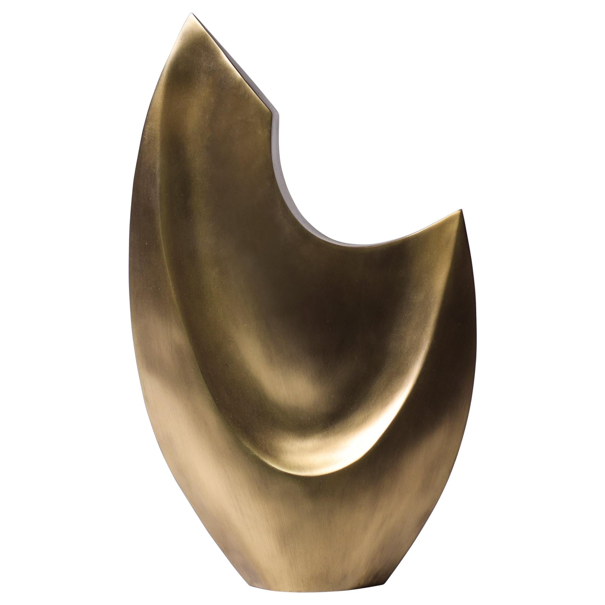 Oval Queen Sculpture in Bronze-Patina Brass by Patrick Coard, Paris For Sale
