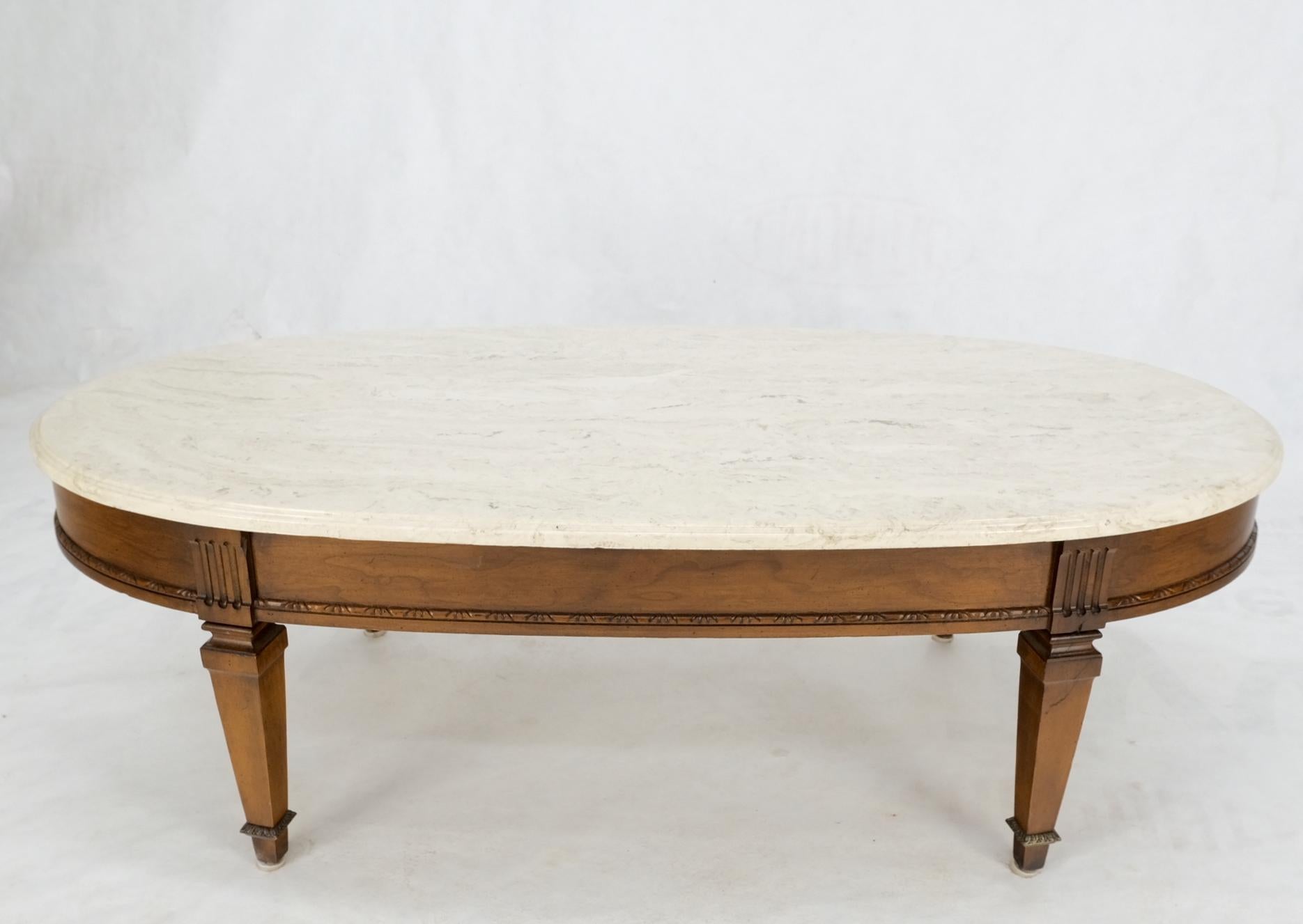 Oval Racetrack Shape Marble Top Mahogany Federal Style Coffee Table 6