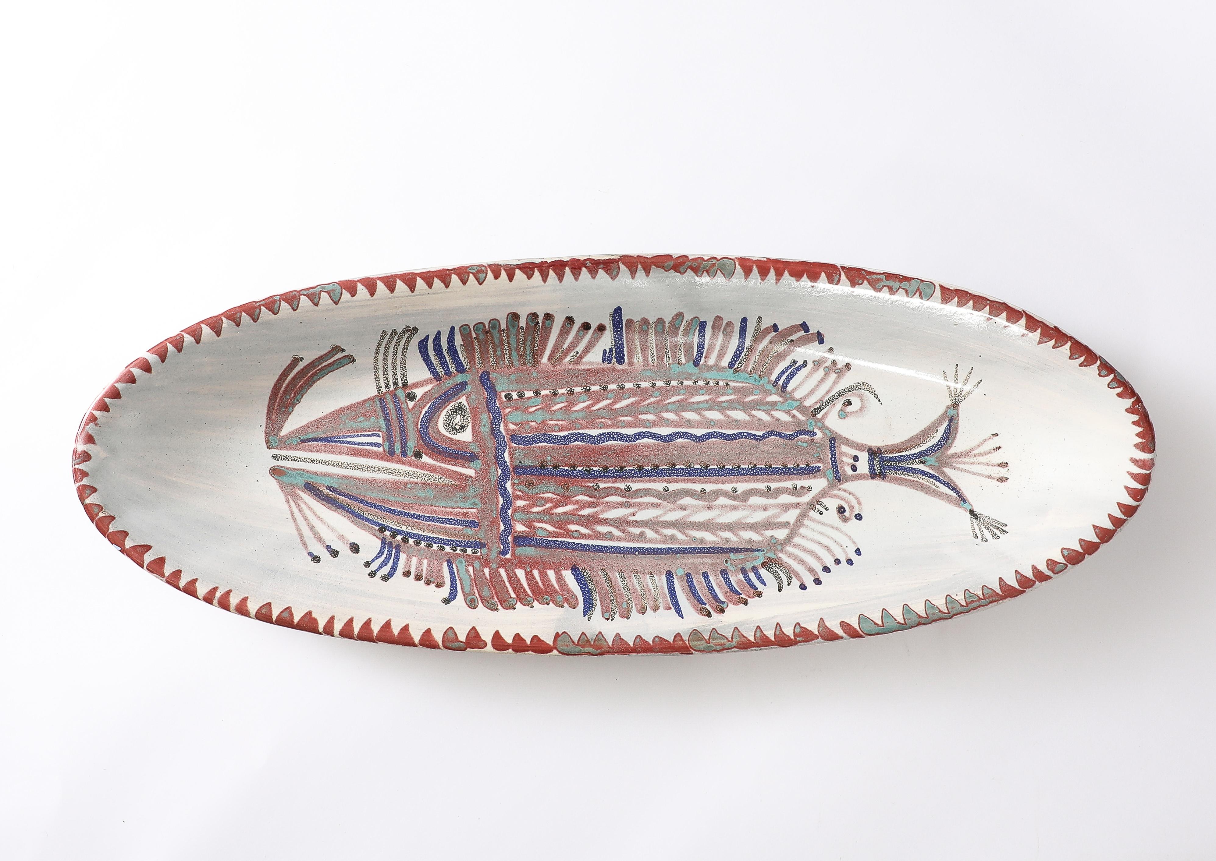 Plat à poisson ovale Rascasse, France, années 1950 en vente 5