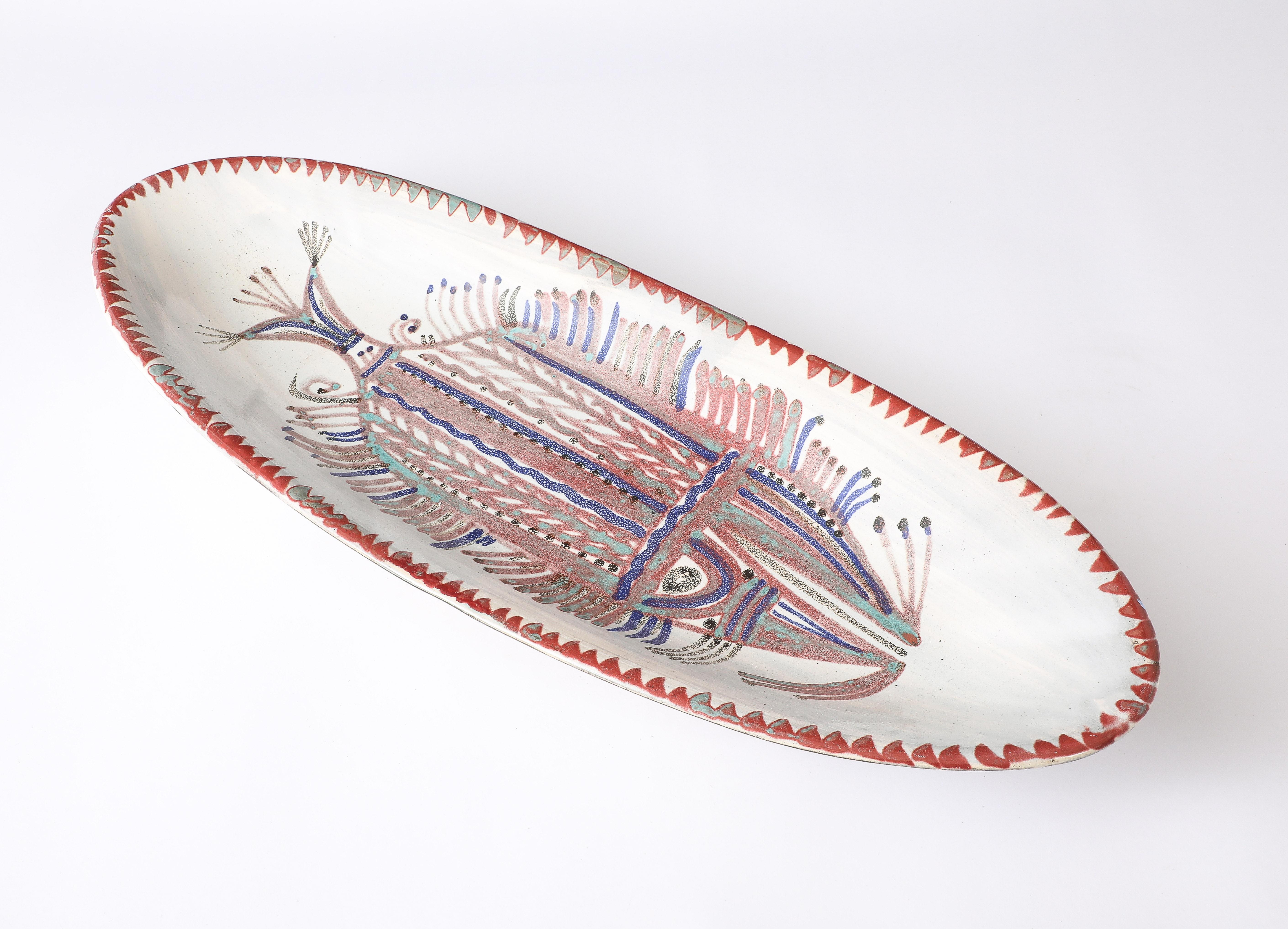 Mid-Century Modern Plat à poisson ovale Rascasse, France, années 1950 en vente