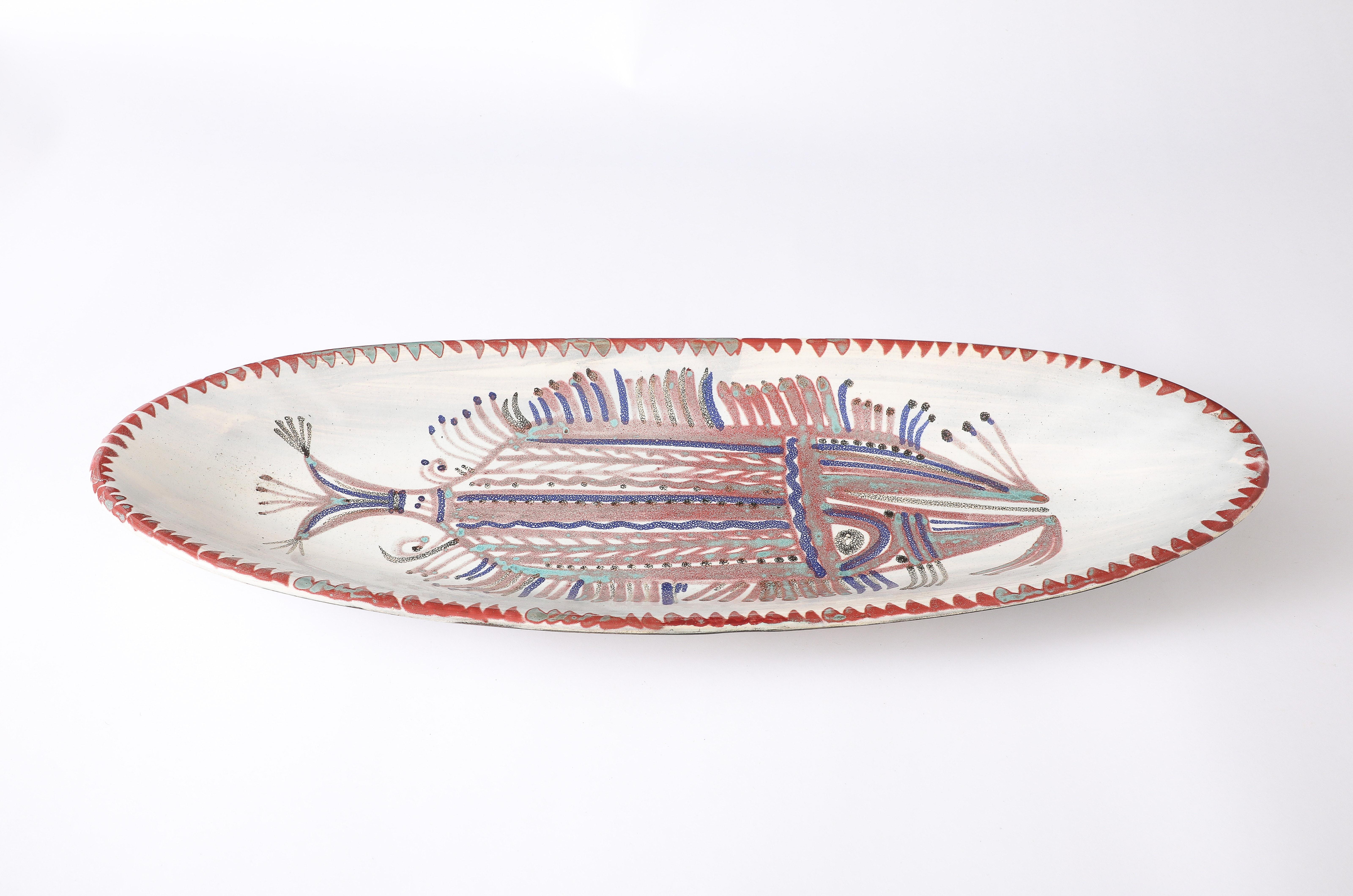 Français Plat à poisson ovale Rascasse, France, années 1950 en vente