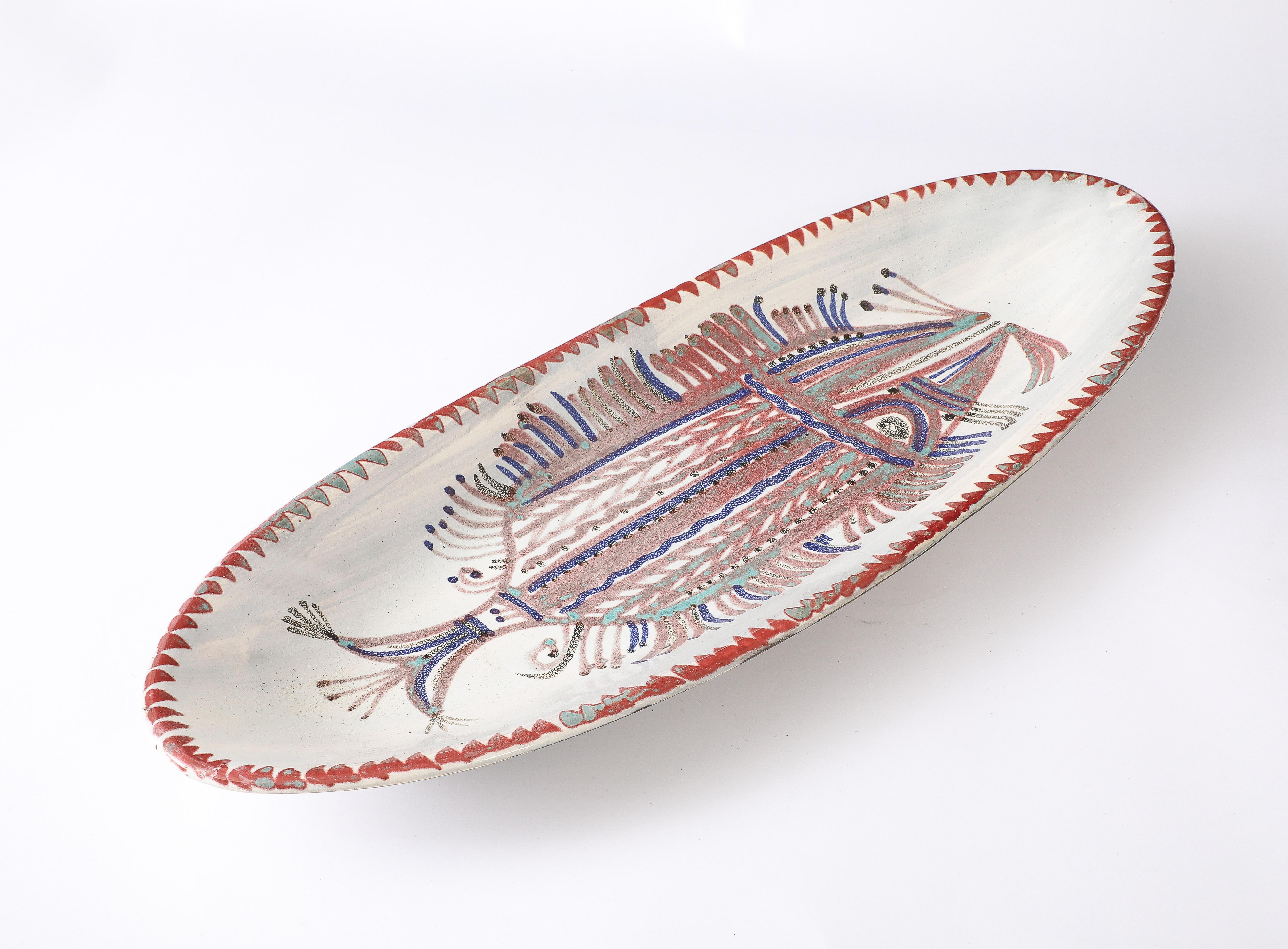 Plat à poisson ovale Rascasse, France, années 1950 Bon état - En vente à New York, NY