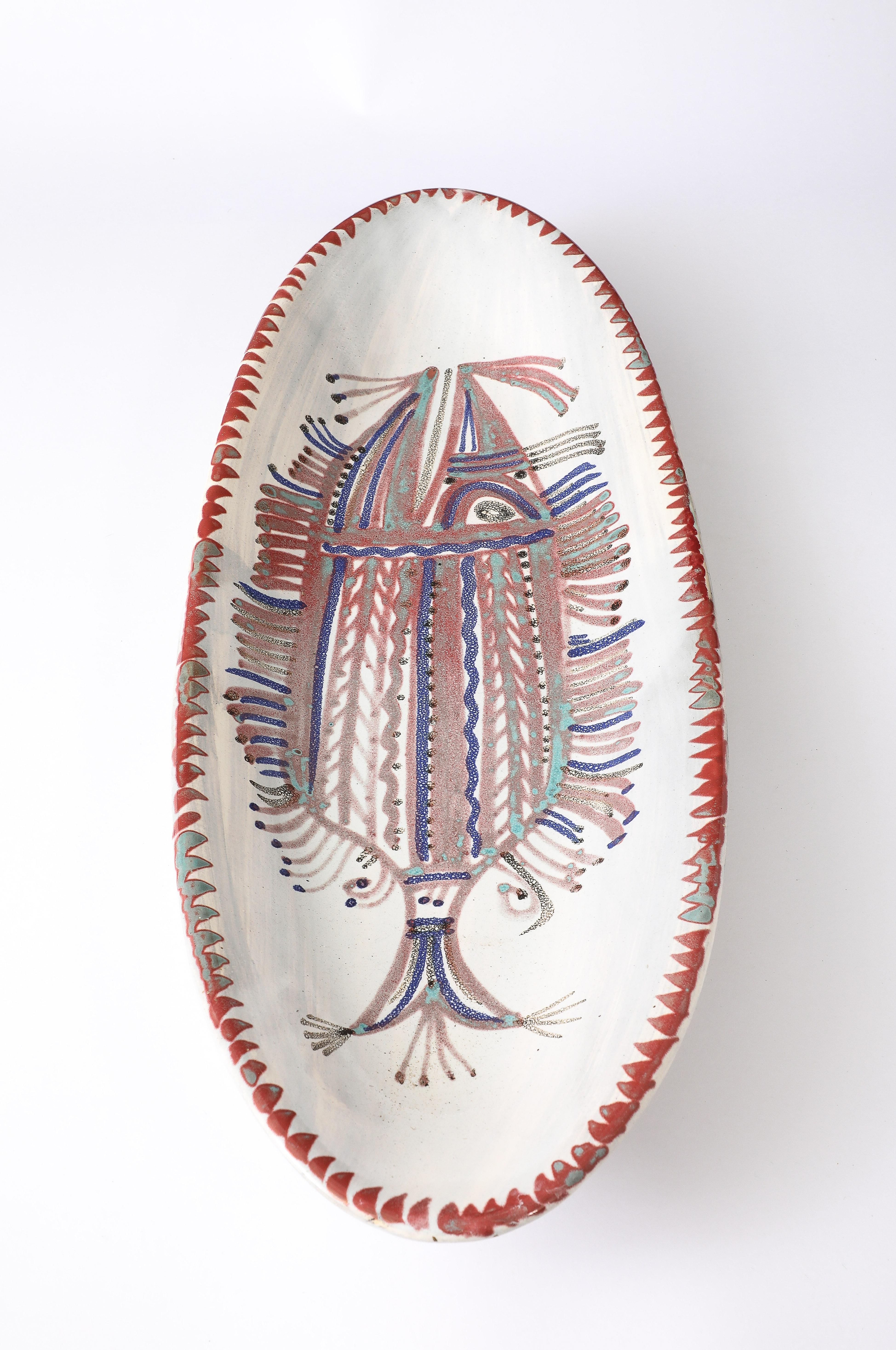 20ième siècle Plat à poisson ovale Rascasse, France, années 1950 en vente