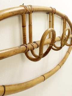 Mid-Century Modern Oval Rattan Coat Rack, 1960s
