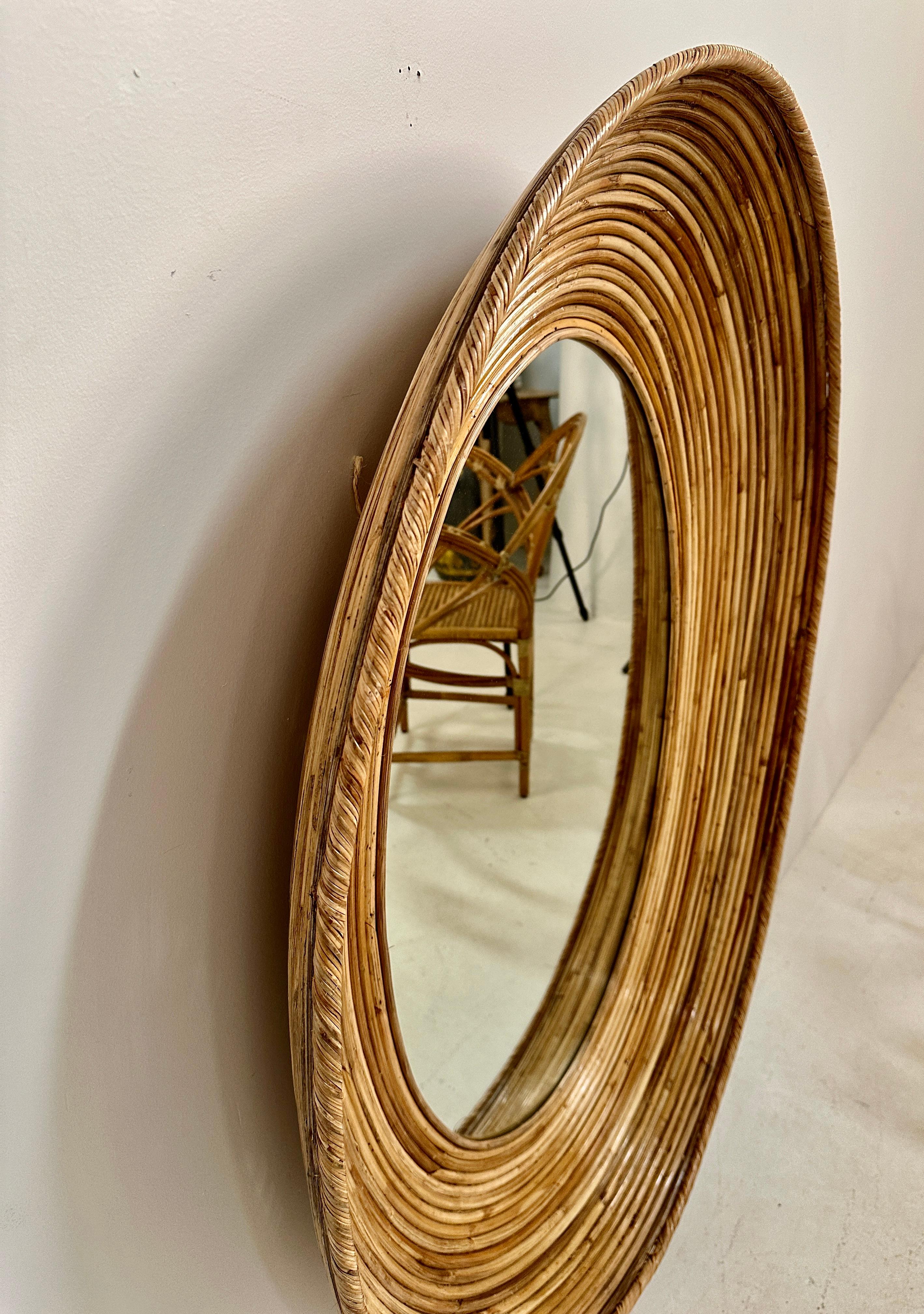 American Oval Rattan Wall Mirror