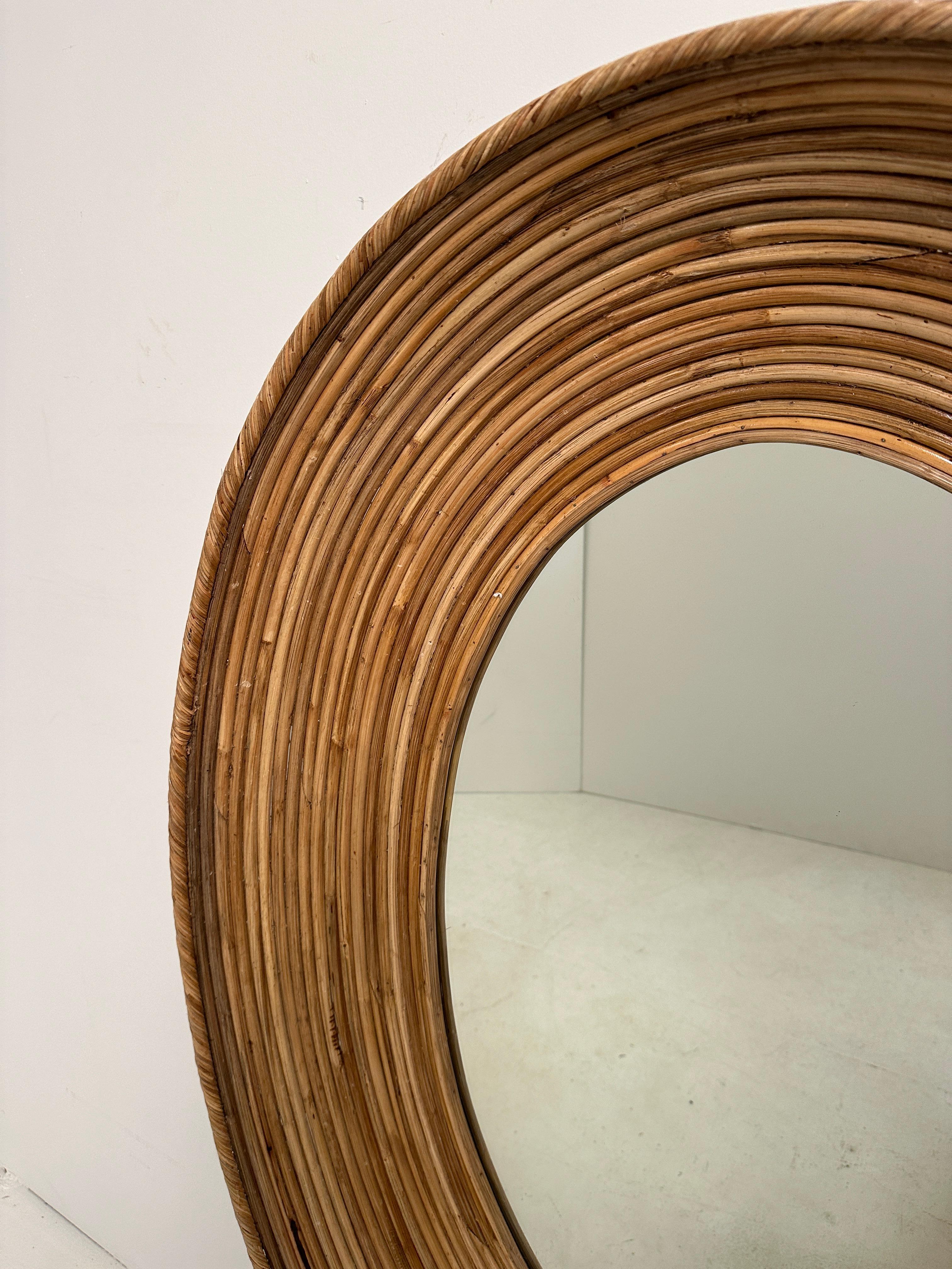 Late 20th Century Oval Rattan Wall Mirror