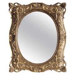 Oval-Rectangular Mirror with Gold Leaf