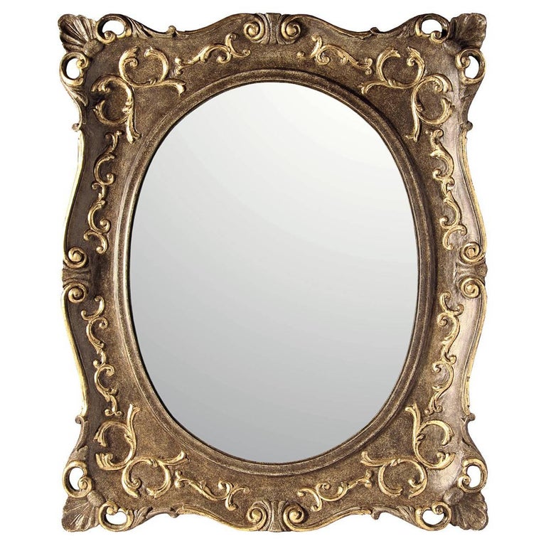 Oval-Rectangular Mirror with Gold Leaf For Sale