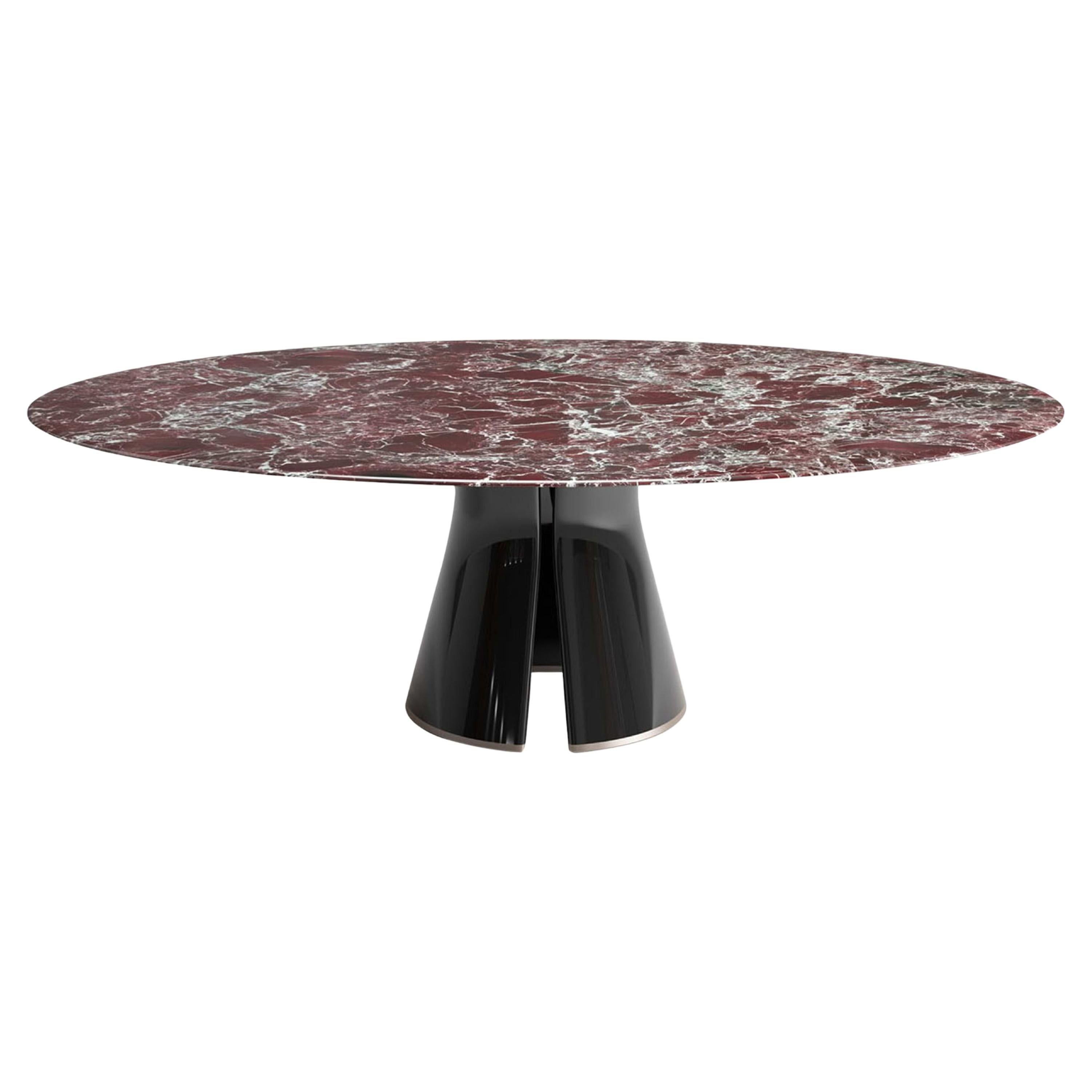 Table de salle à manger ovale en marbre rouge