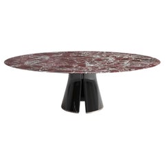 Oval Red Marble Dining Table