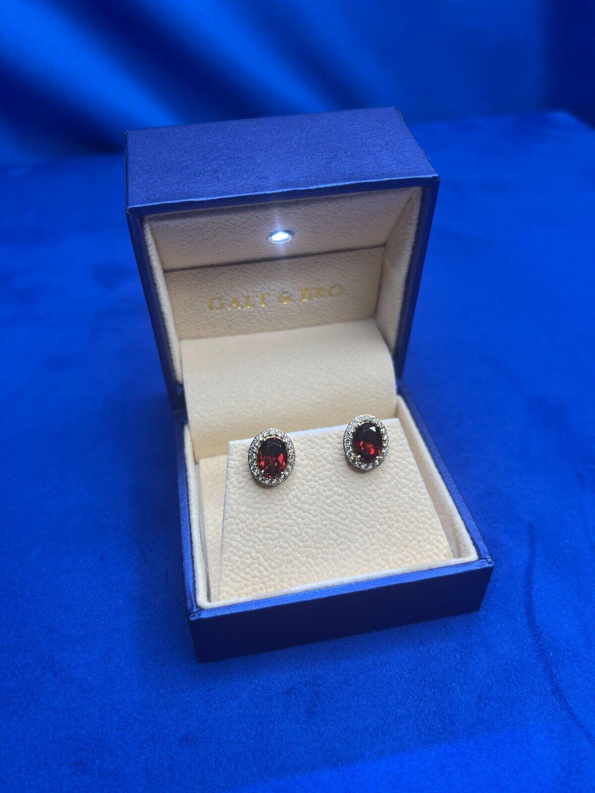 Oval Red Rhodolite Garnet Diamond Halo 18 Karat Rose Gold Stud Unique Earrings In New Condition For Sale In Oakton, VA