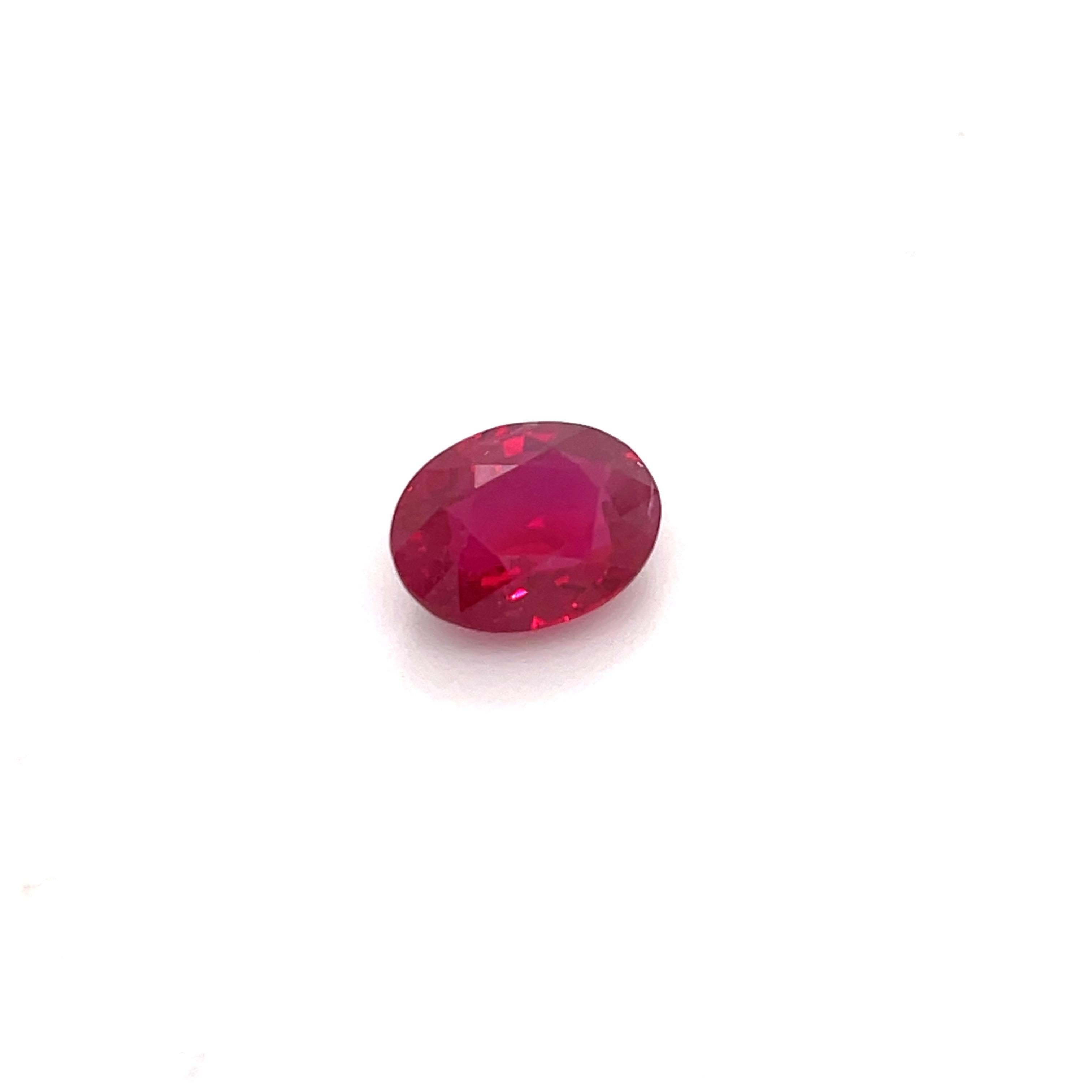 GIA-zertifizierter ovaler roter Rubin 2,17 Karat Burma 8,80 x 6,70 MM (Ovalschliff)