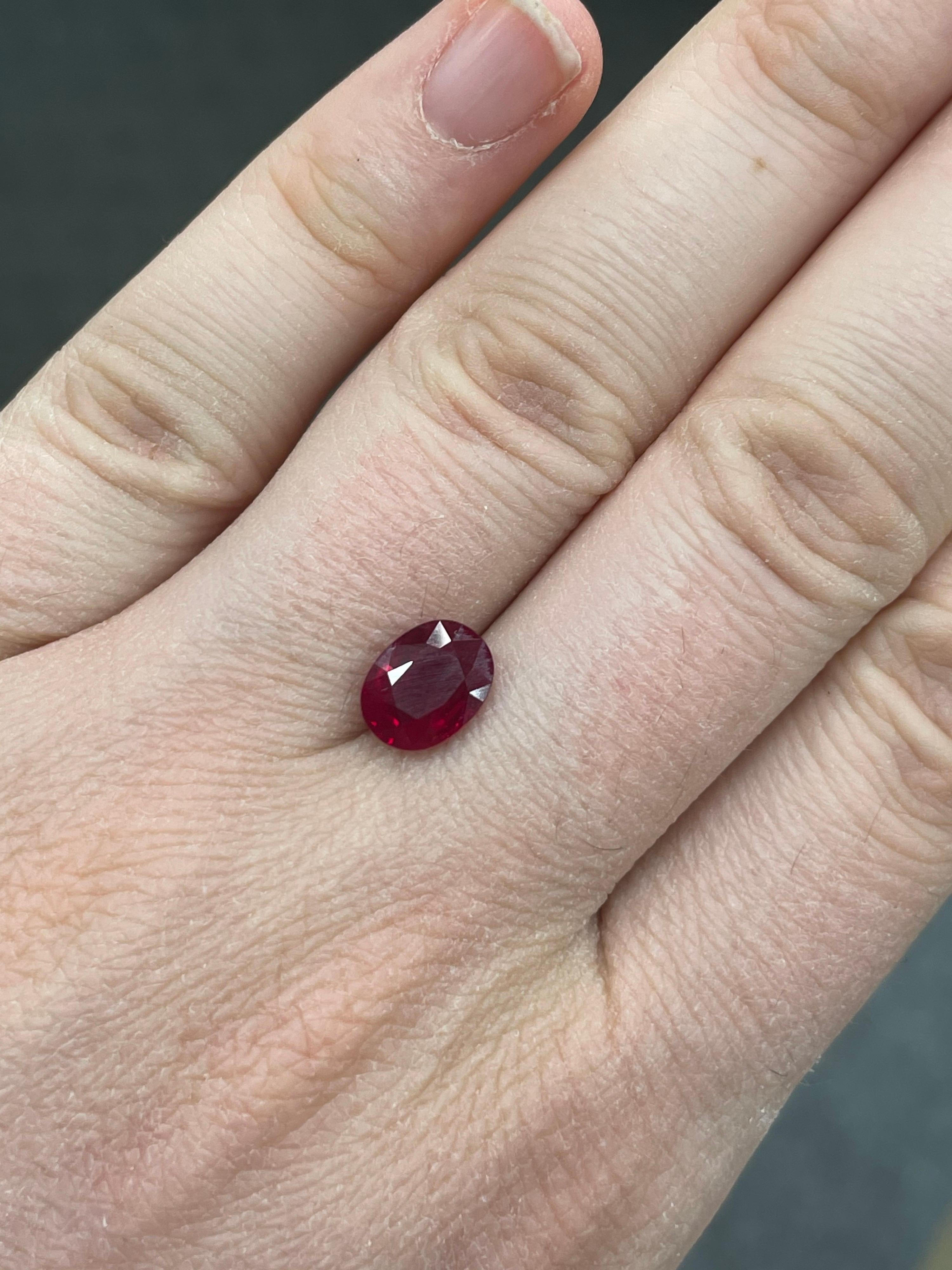 GRS & GIA Certified Oval Red Ruby 2.17 Carats Burma 8.80 x 6.70 MM In New Condition In New York, NY
