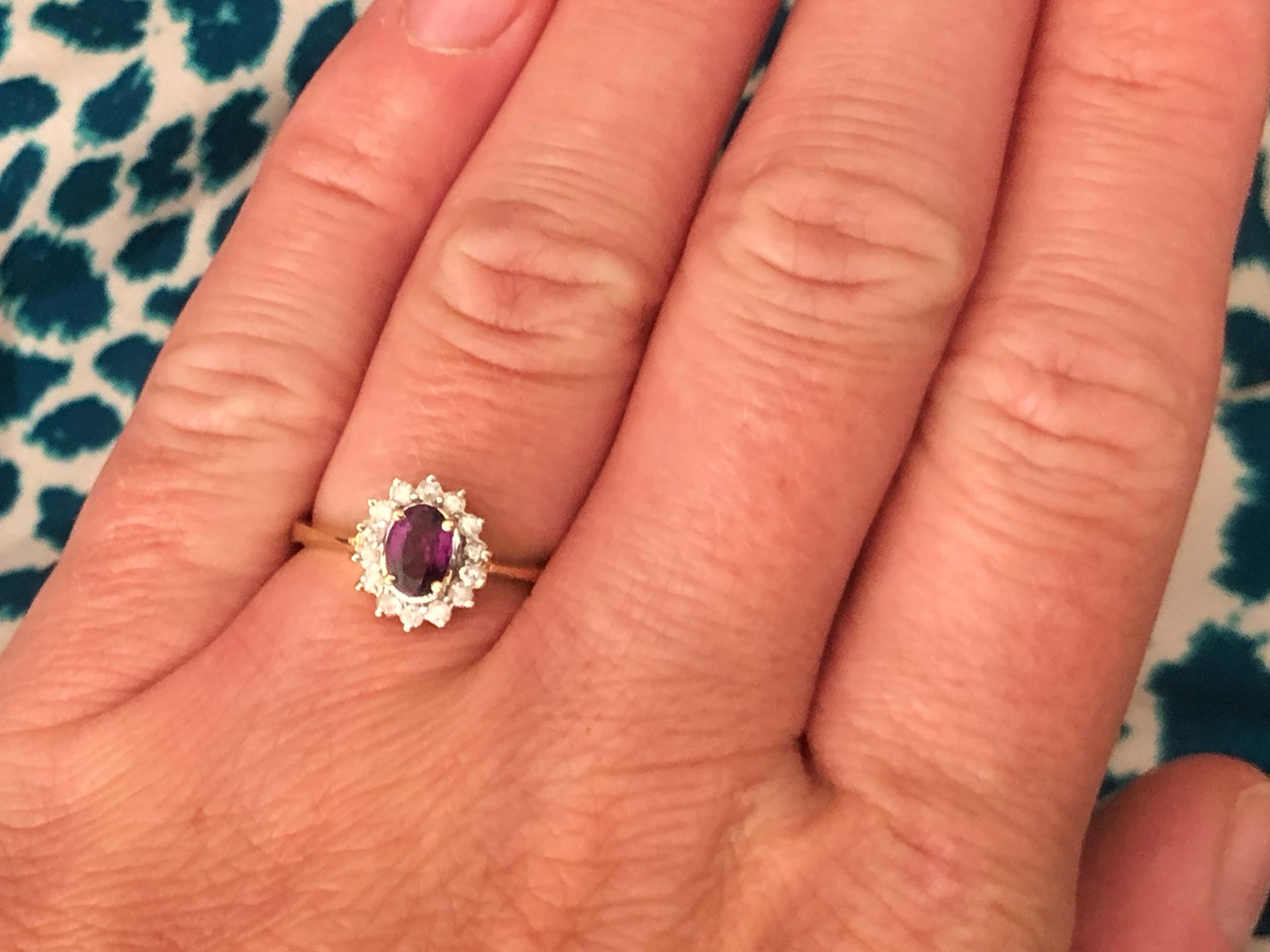Item Specifications:

Metal: 14K Yellow Gold

Total Weight: 2.4 Grams

Ring Size: 6.25

Gemstone Specifications:

Gemstones: 1 oval red ruby

Ruby Carat Weight: ~ 0.52 carats

Ruby Measurements: 6.2 mm x 4.2 mm x 2.7 mm

Diamond Carat Weight: 0.10