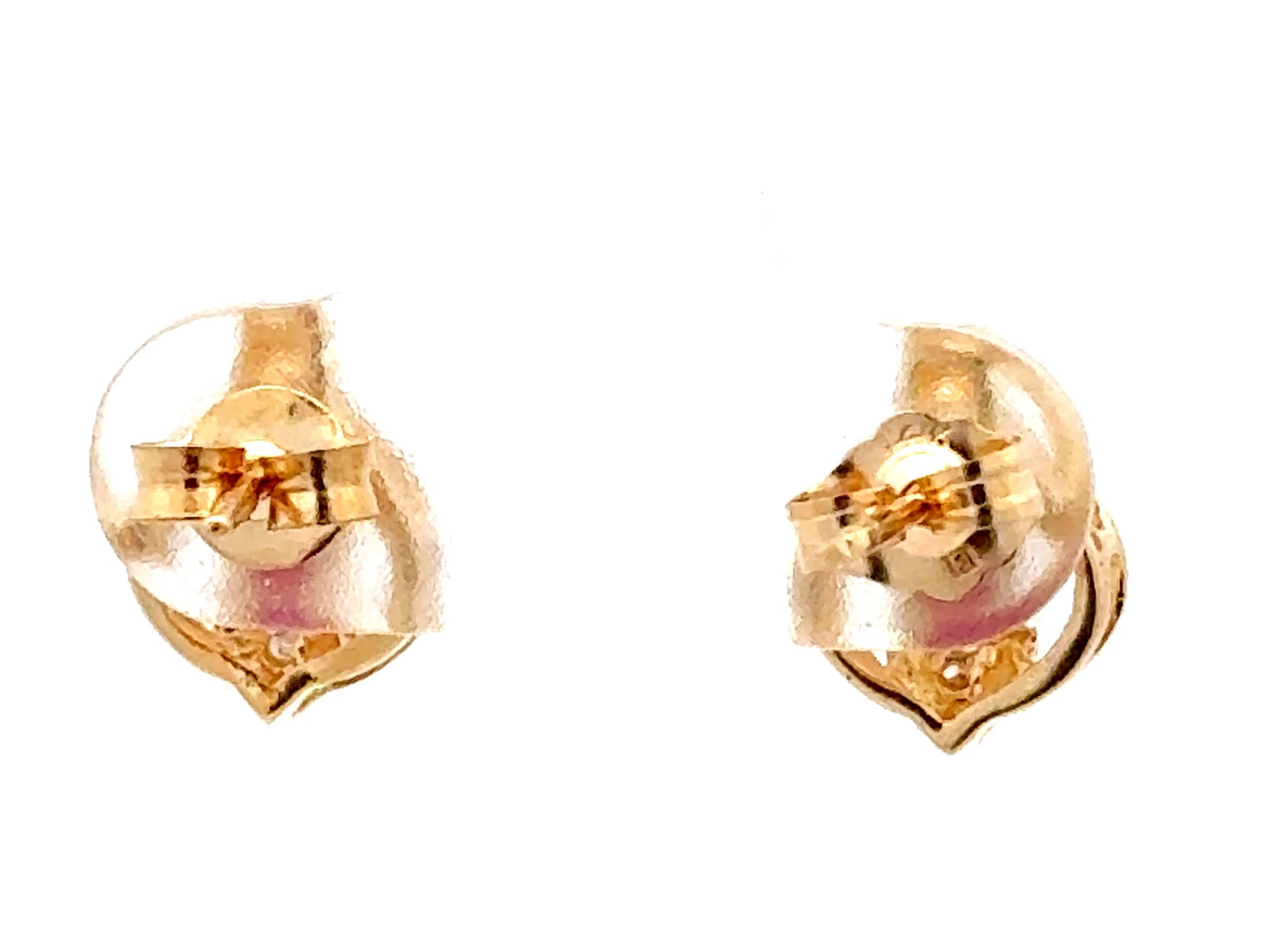 Oval Red Ruby and Diamond Stud Earrings 14k Yellow Gold For Sale 1