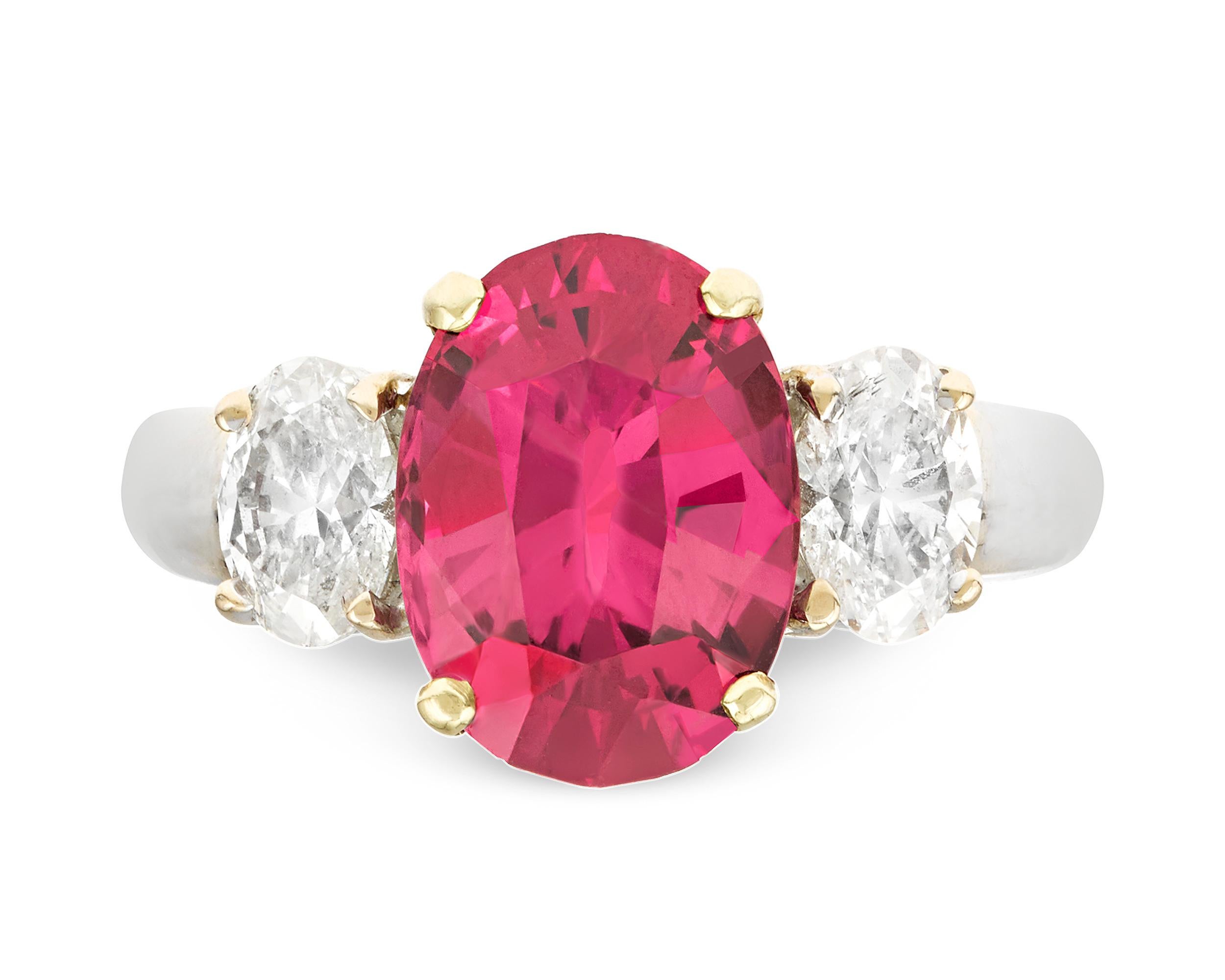Modern Oval Red Spinel Ring, 3.76 Carat