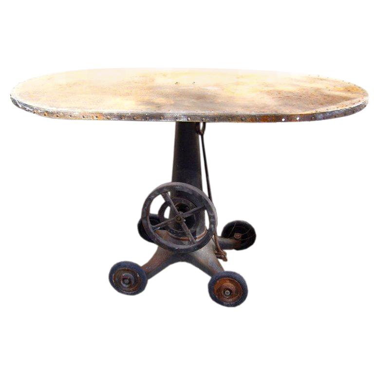 Oval Riveted Iron Table For Sale