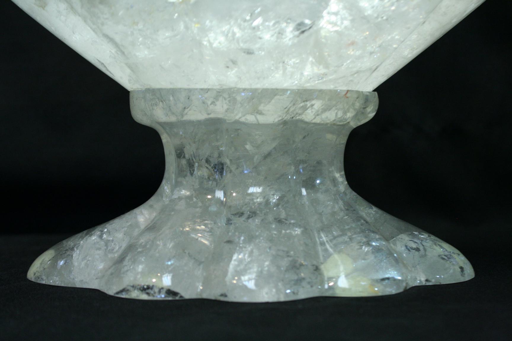 Oval Rock Crystal Centerpiece with Handles For Sale 1