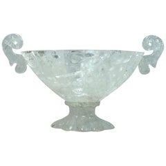 Centro de mesa ovalado de cristal de roca con asas